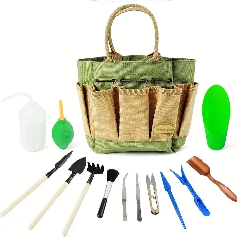 Set mini attrezzi da giardinaggio Planturo – 13 pezzi con custodia organizer