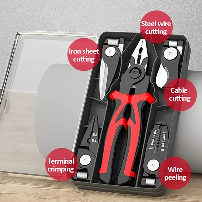 Set pinze multiuso 5 in 1 con spelafili e crimpatore