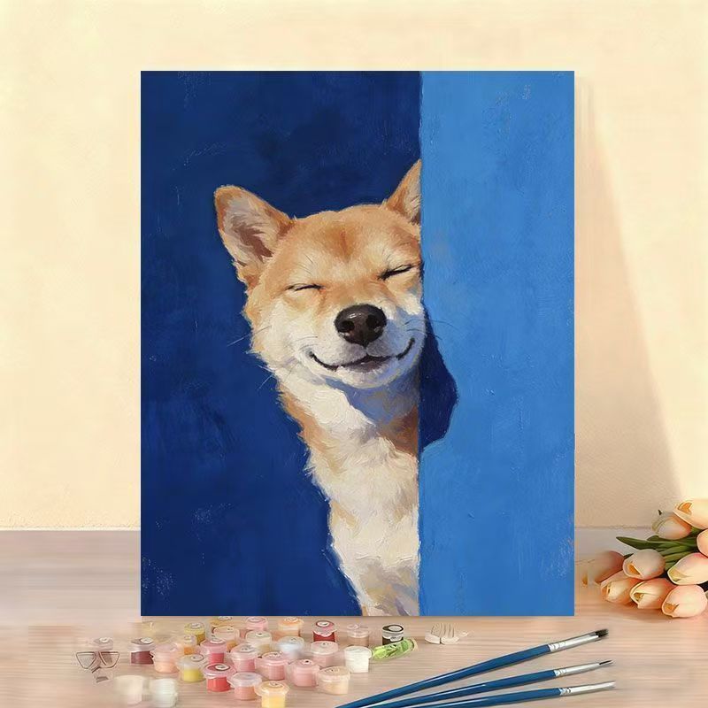 Set pittura numerata su tela con mucca