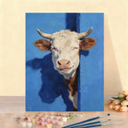 Set pittura numerata su tela con mucca