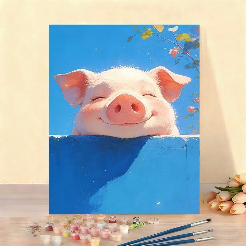 Set pittura numerata su tela con mucca