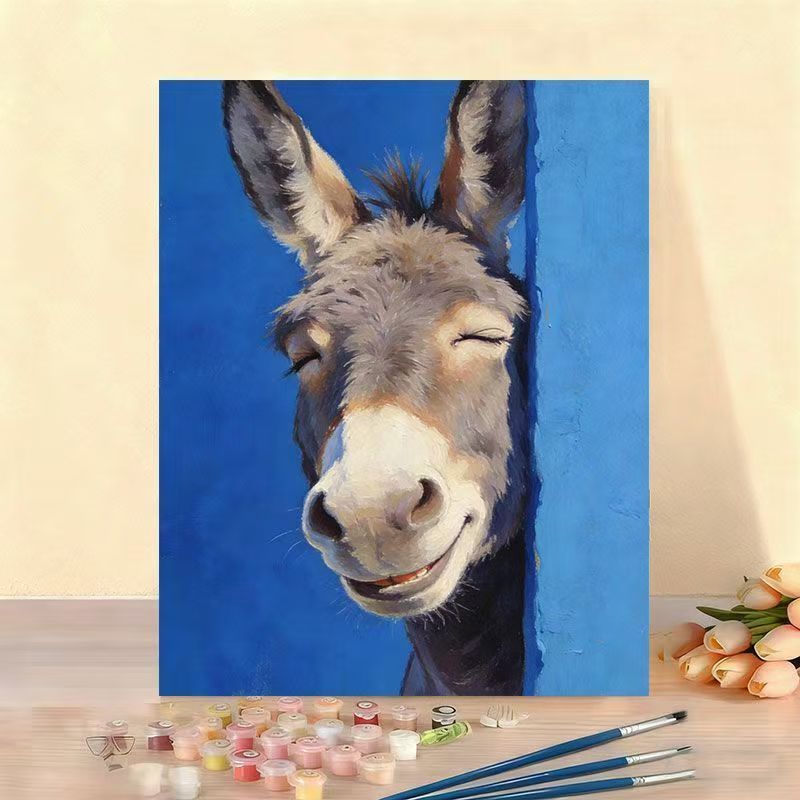 Set pittura numerata su tela con mucca