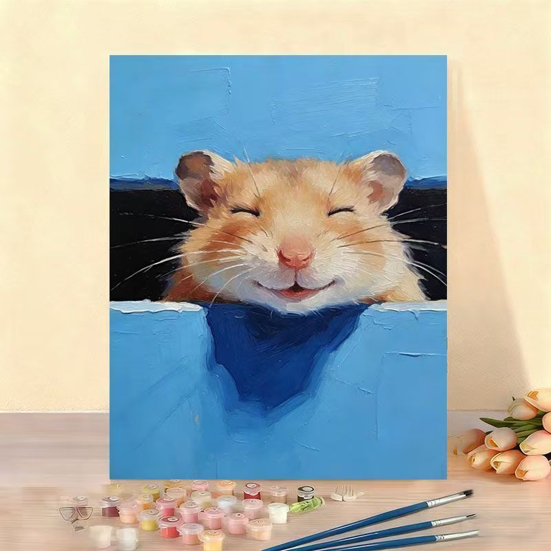 Set pittura numerata su tela con mucca