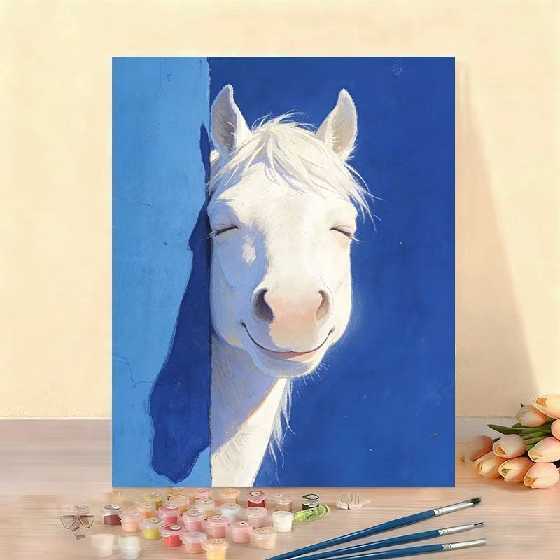 Set pittura numerata su tela con mucca