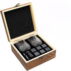 Set regalo bicchieri whisky in cristallo molato con pietre refrigeranti riutilizzabili e scatola in legno