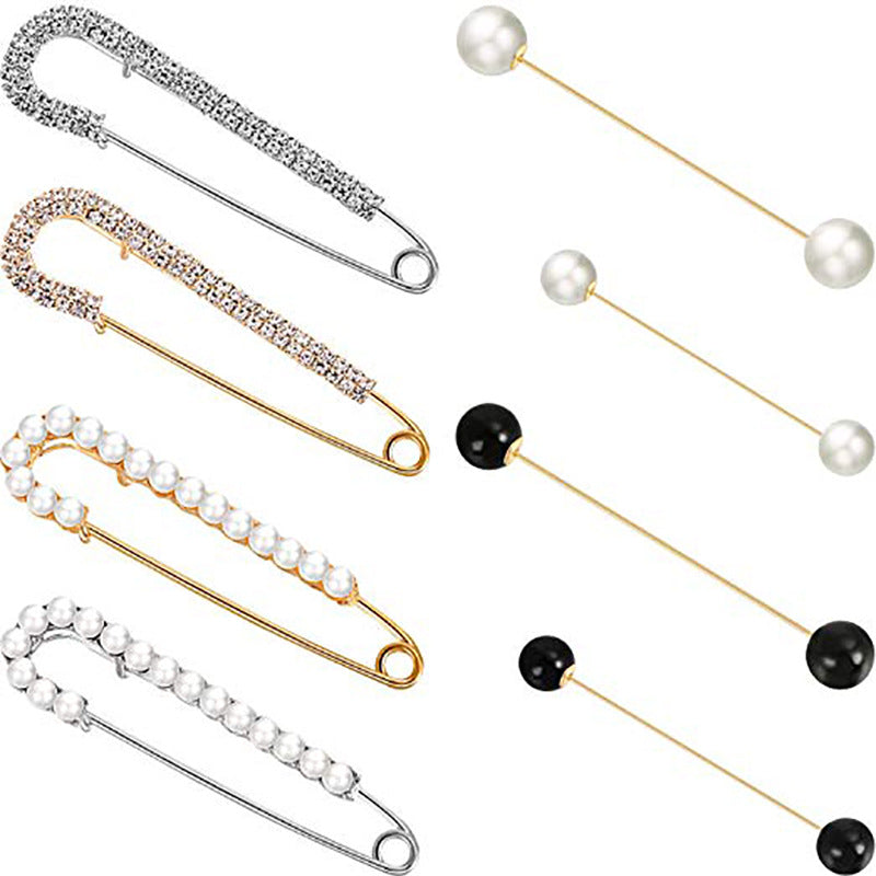 Set di spille da balia decorative con perle e strass