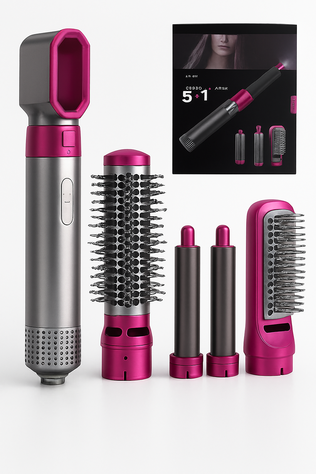 Set styler per capelli 5 in 1 con arricciacapelli e phon