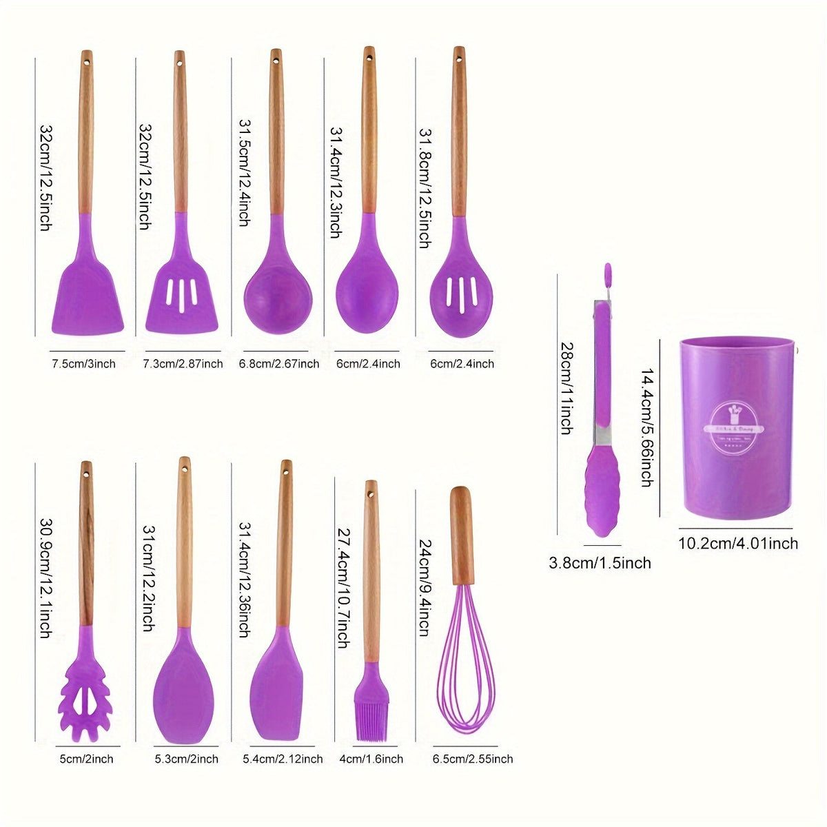 Set di utensili da cucina in silicone antiaderente e resistente al calore