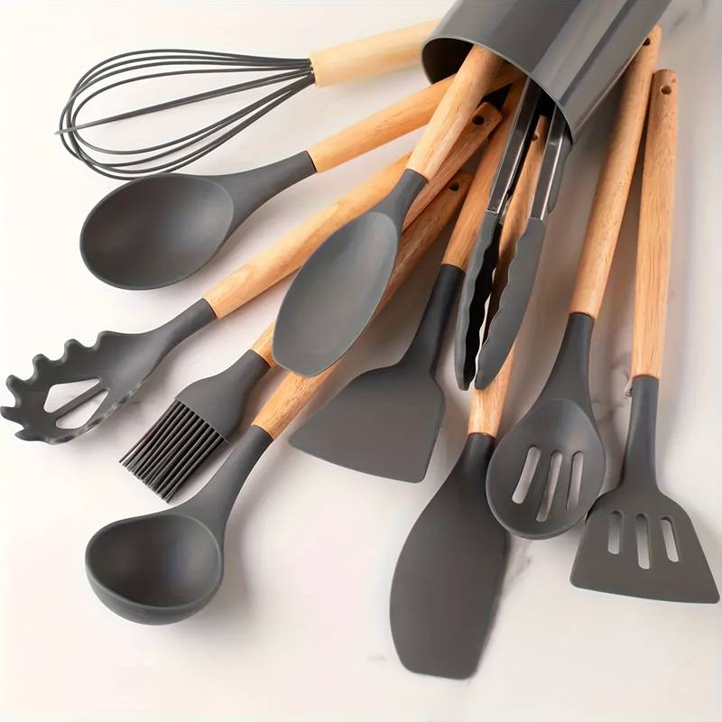 Set di utensili da cucina in silicone antiaderente e resistente al calore
