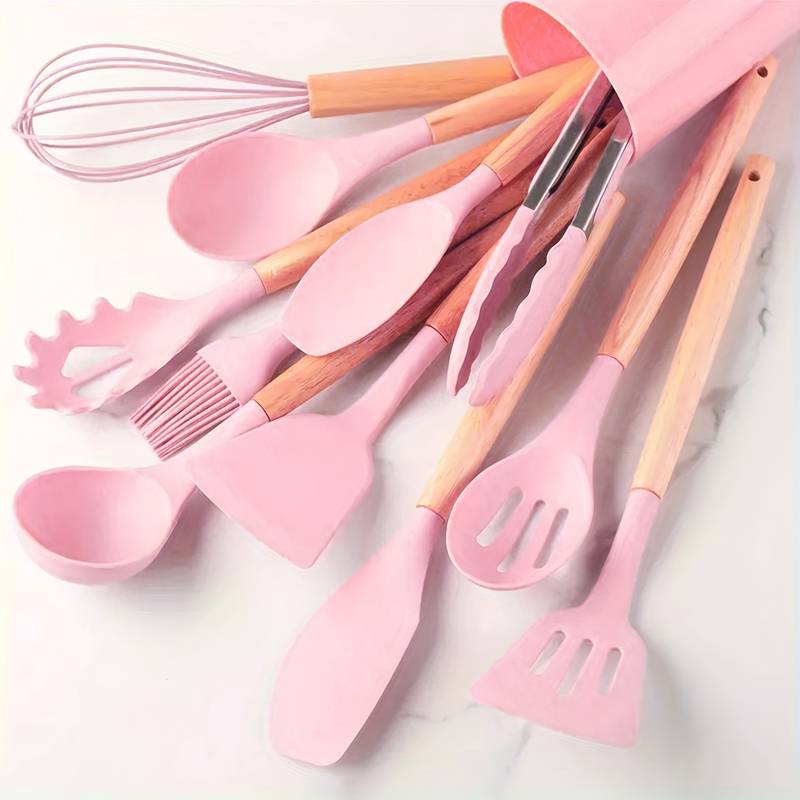 Set di utensili da cucina in silicone antiaderente e resistente al calore