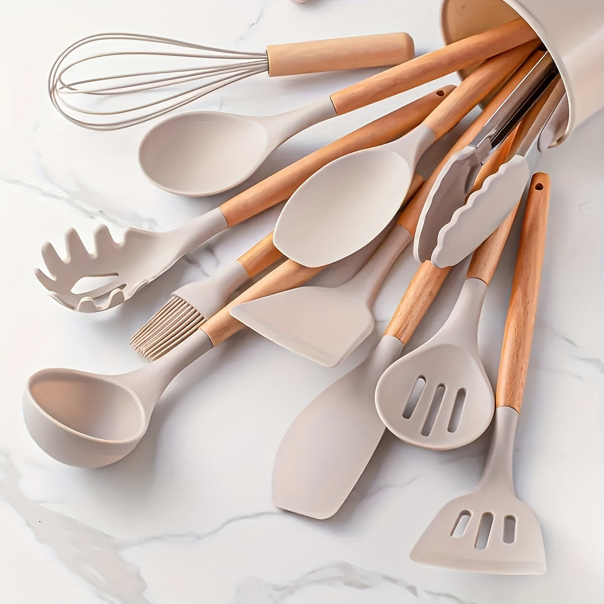 Set di utensili da cucina in silicone antiaderente e resistente al calore