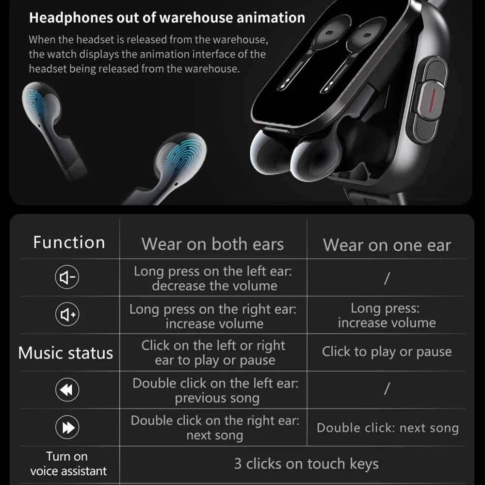 Smartwatch 2 in 1 con auricolari Bluetooth integrati