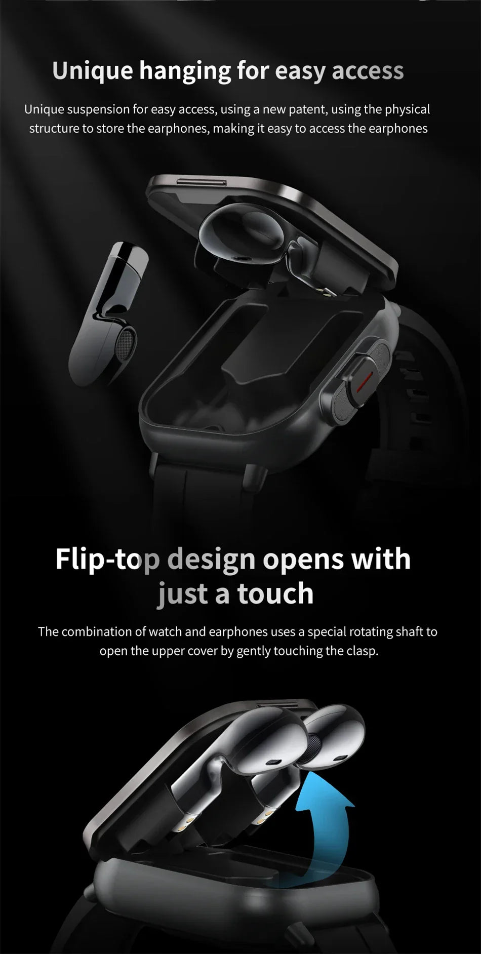 Smartwatch 2 in 1 con auricolari Bluetooth integrati