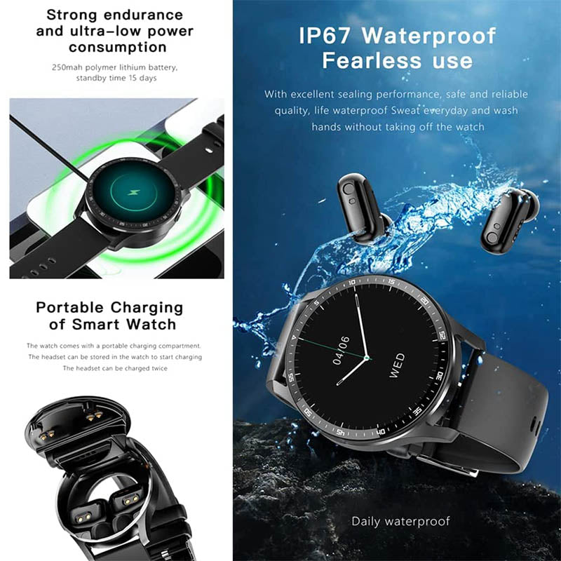 Smartwatch 2 in 1 con auricolari integrati (iPhone e Android)