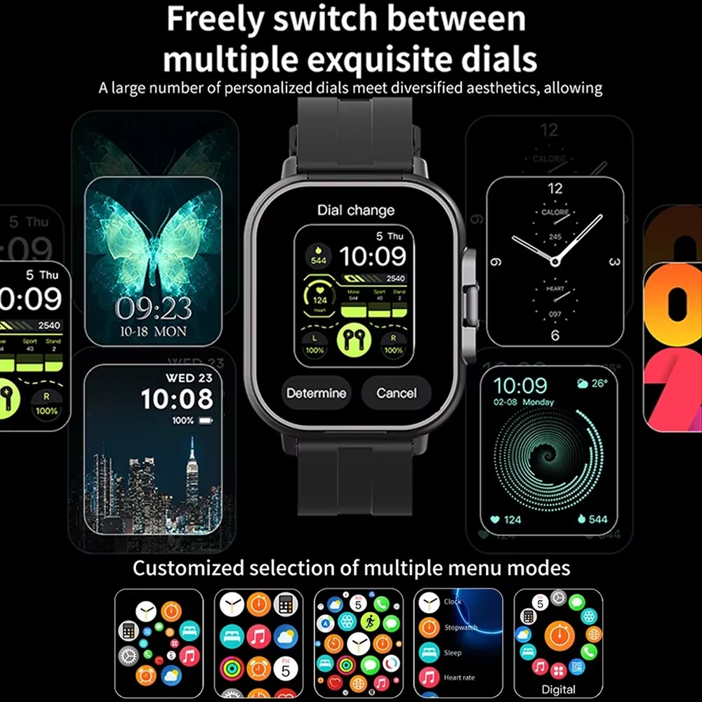 Smartwatch 5,1 cm con auricolari Bluetooth integrati e fitness tracker