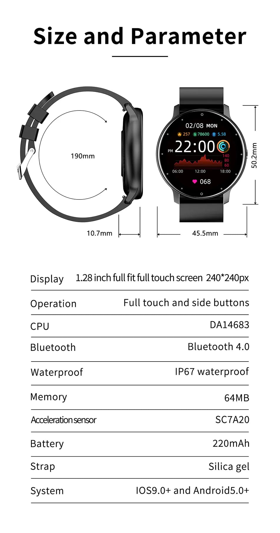 Smartwatch sportivo elegante e leggero