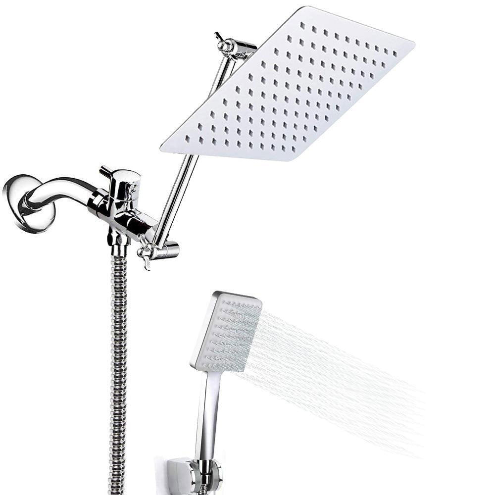 Soffione doccia combinato a parete in acciaio inox lucido