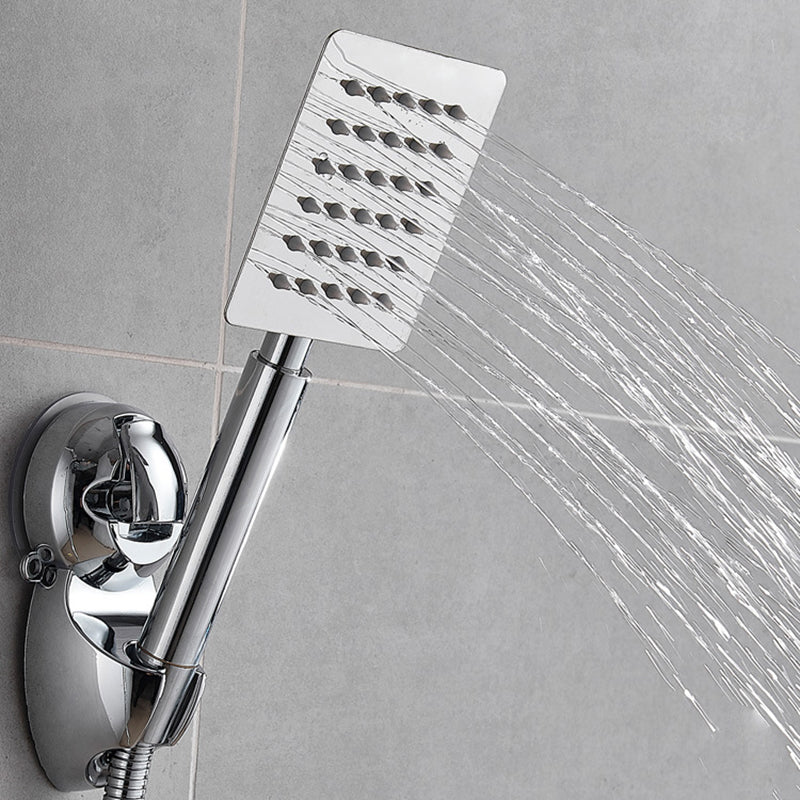 Soffione doccia doppio quadrato argentato con filtrazione acqua a parete