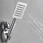 Soffione doccia doppio quadrato argentato con filtrazione acqua a parete