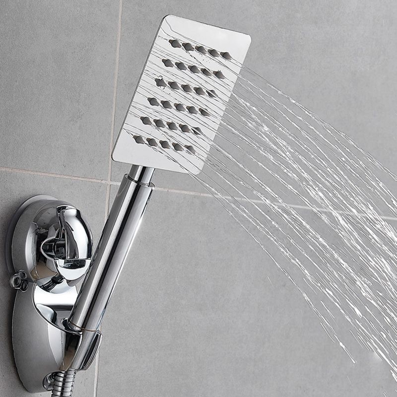 Soffione doccia doppio quadrato argentato con filtrazione acqua a parete