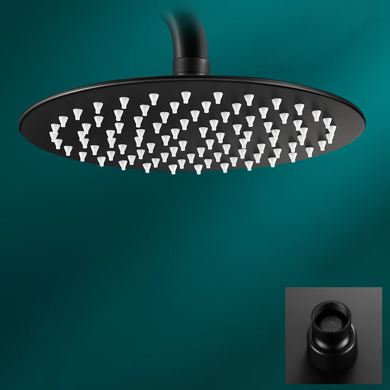 Soffione doccia fisso rotondo a parete nero
