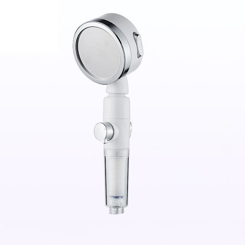 Soffione doccia moderno rotondo argentato con doccetta