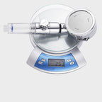 Soffione doccia moderno rotondo argentato con doccetta
