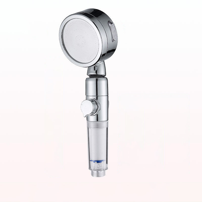 Soffione doccia moderno rotondo argentato con doccetta