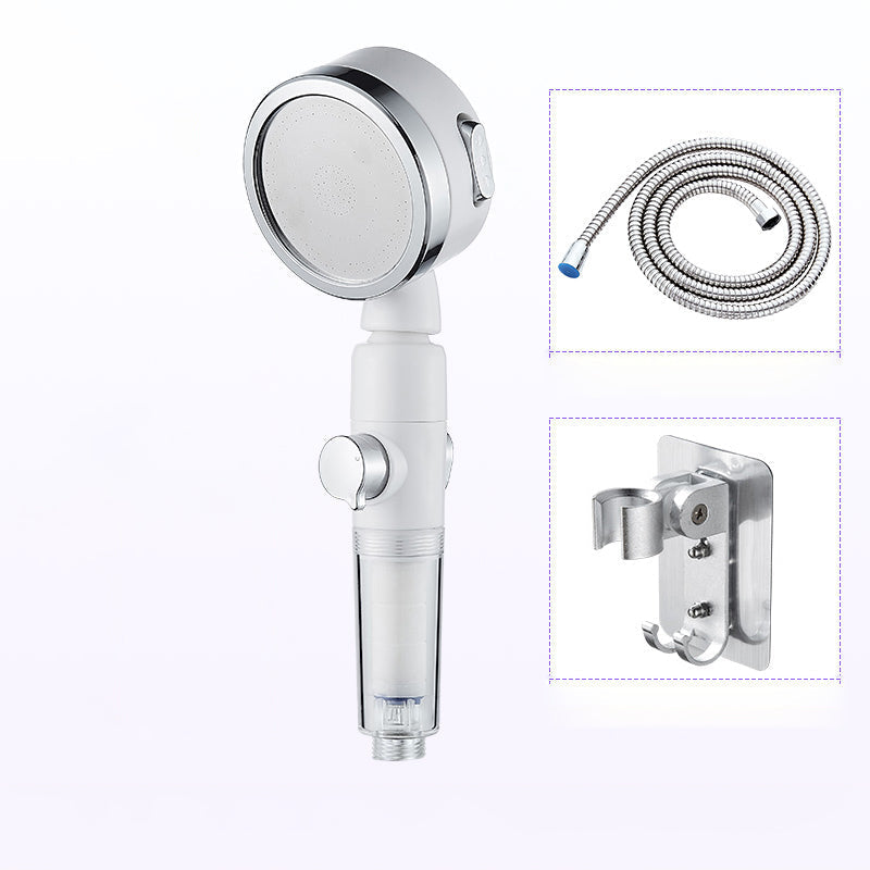 Soffione doccia moderno rotondo argentato con doccetta