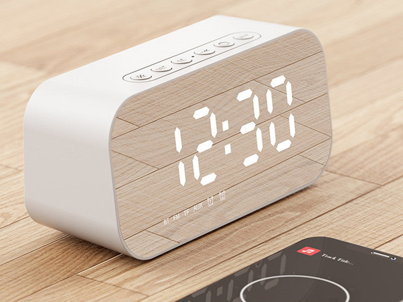 Speaker Bluetooth wireless 3 in 1 con subwoofer, sveglia, orologio a specchio e termometro