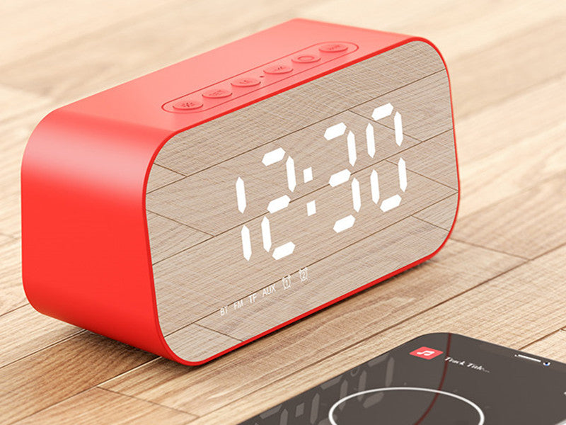 Speaker Bluetooth wireless 3 in 1 con subwoofer, sveglia, orologio a specchio e termometro