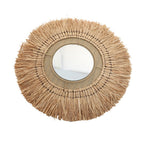 Specchio da parete decorativo con cornice in rattan naturale