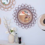 Specchio da parete decorativo con cornice in rattan