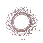 Specchio da parete decorativo con cornice in rattan
