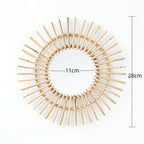 Specchio da parete decorativo con cornice in rattan