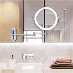 Specchio da parete LED con cornice cromata e ingrandimento