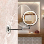 Specchio da parete LED con cornice cromata e ingrandimento