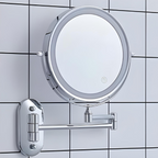 Specchio da parete LED con cornice cromata e ingrandimento