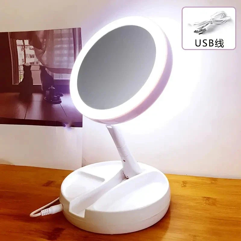 Specchio da viaggio LED Glamora bifacciale con ingrandimento 10x