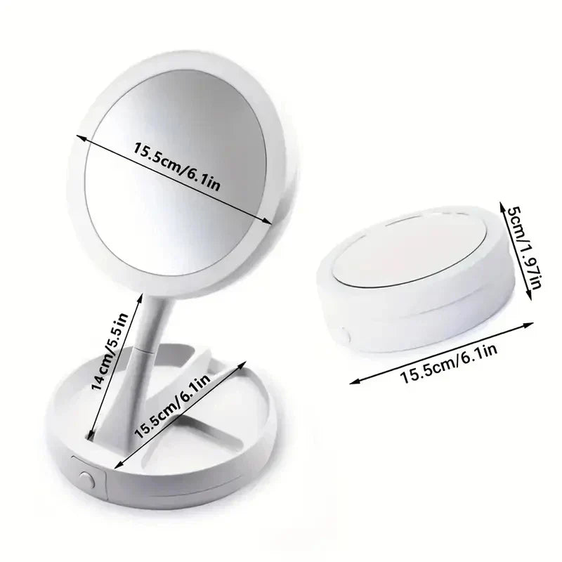 Specchio da viaggio LED Glamora bifacciale con ingrandimento 10x
