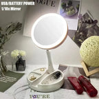 Specchio da viaggio LED Glamora bifacciale con ingrandimento 10x
