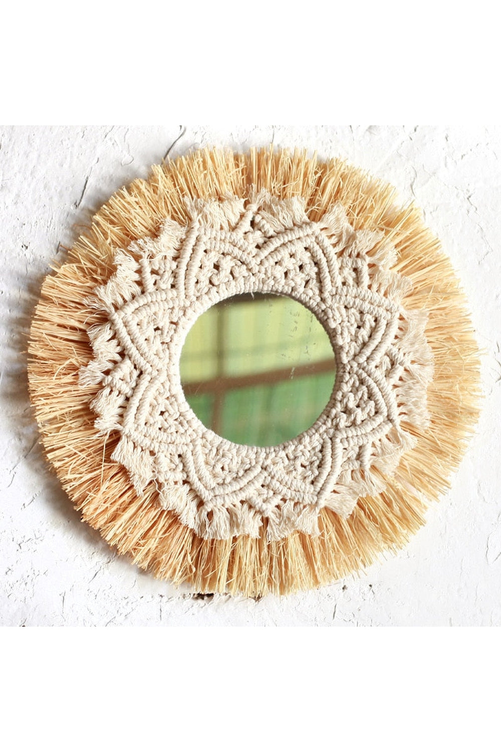 Specchio decorativo in erba e cotone