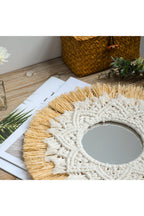 Specchio decorativo in erba e cotone