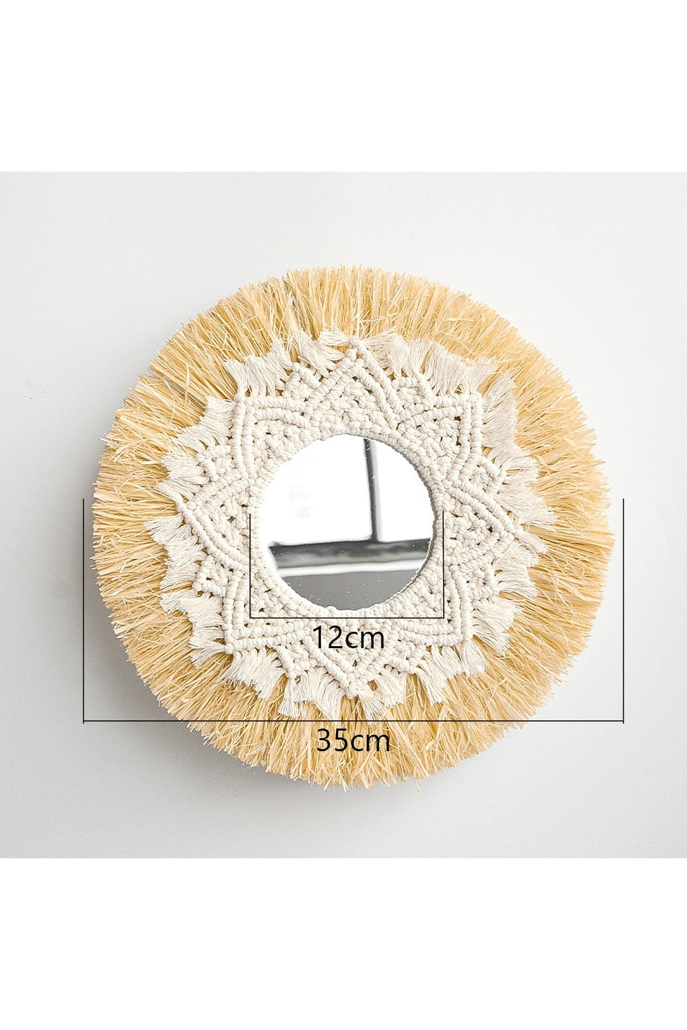Specchio decorativo in erba e cotone