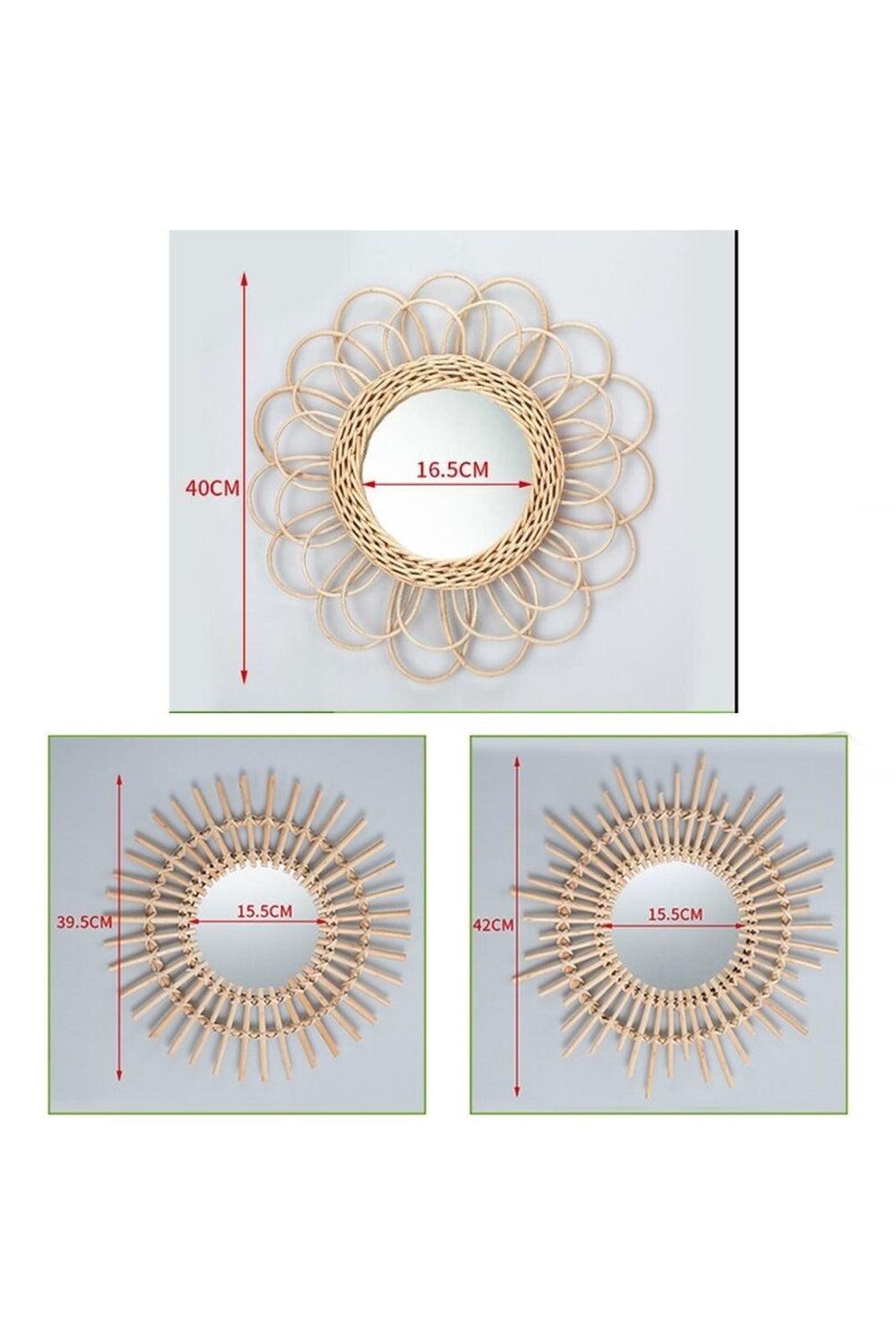 Specchio decorativo in rattan