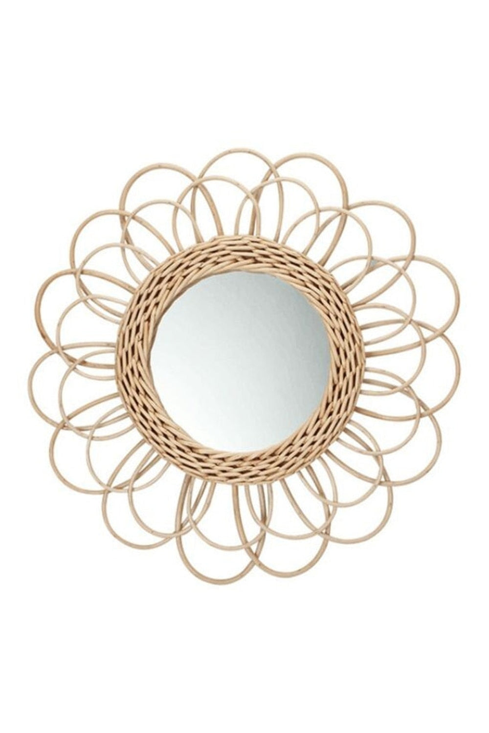 Specchio decorativo in rattan