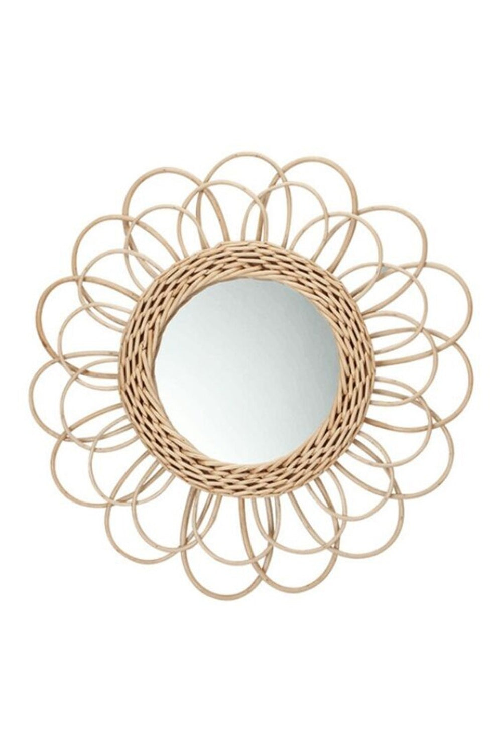 Specchio decorativo in rattan