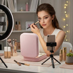 Specchio LED con organizer trucchi – angolo regolabile e illuminazione perfetta