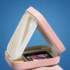 Specchio LED con organizer trucchi – angolo regolabile e illuminazione perfetta
