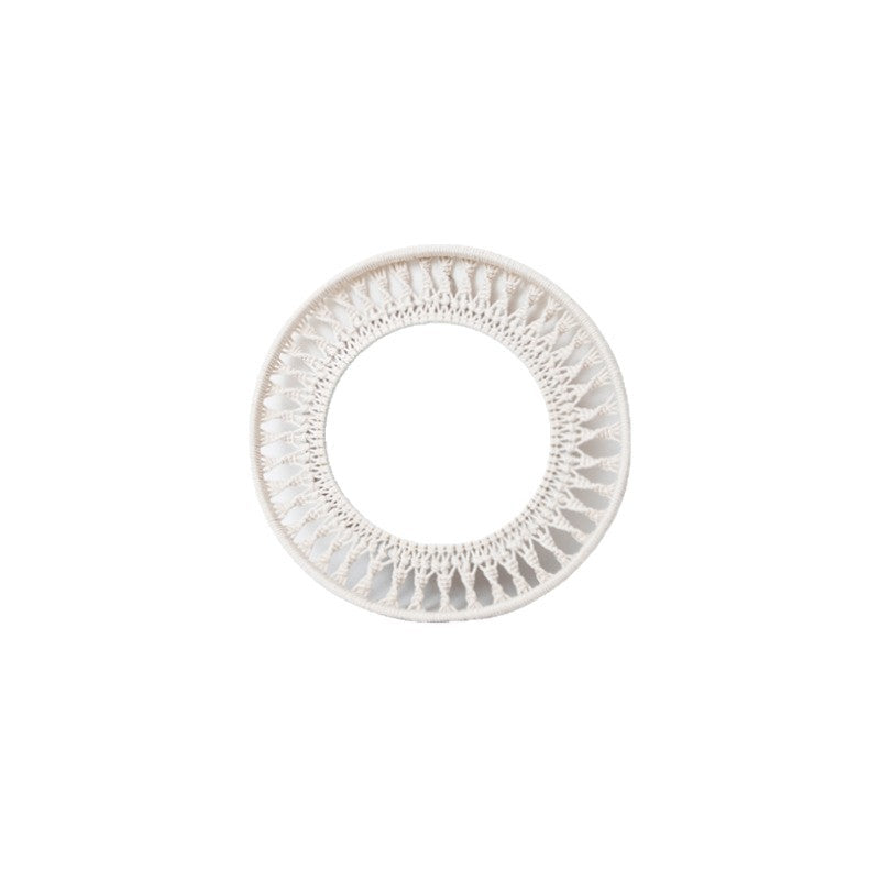 Specchio rotondo da parete con cornice in macramè